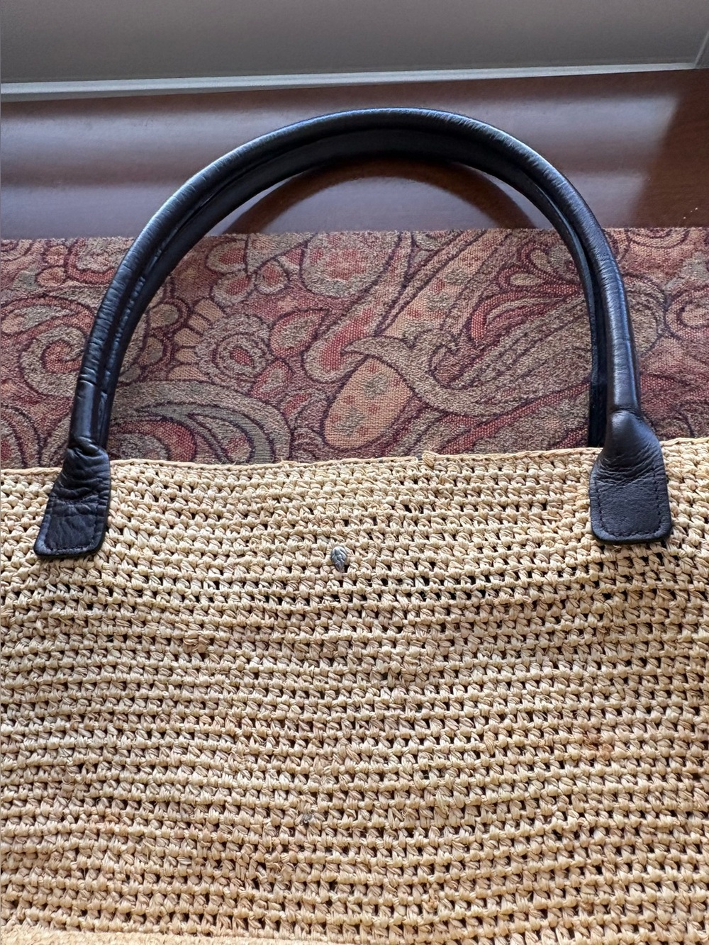 Vintage Helen Kaminski Natural Raffia Leather Shoulder Tote - 2004 Nordstrom Y2K